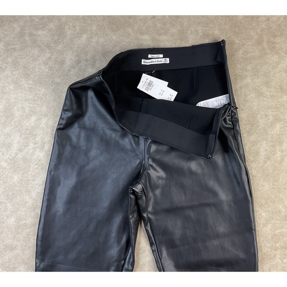 Abercrombie & Fitch Pants Vegan Leather Skinny High Rise Faux Women Sz M Short - Picture 8 of 8